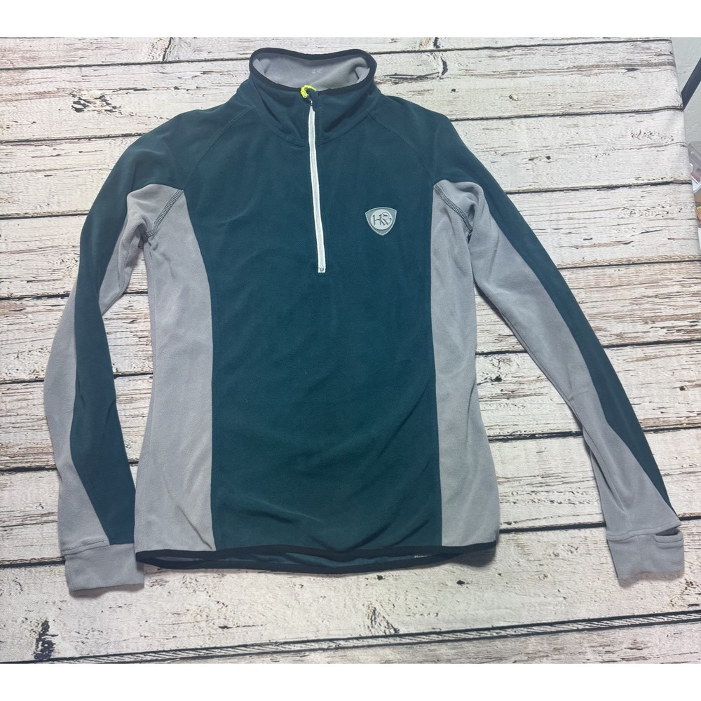 Horseware Fiona Half 1/2 Zip Fleece Top Green Gray Size Medium Equestrian